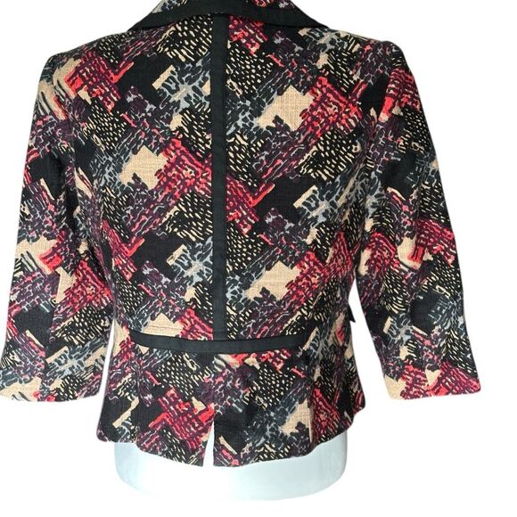 Trina Turk Crop Blazer Jacket Black Red Sz 10 - Picture 6 of 14